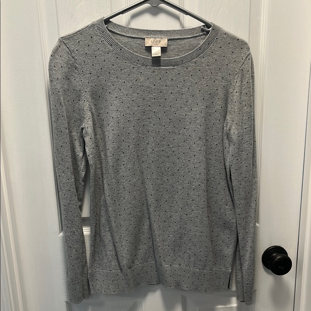 LOFT Heather Gray Knit Sweater
